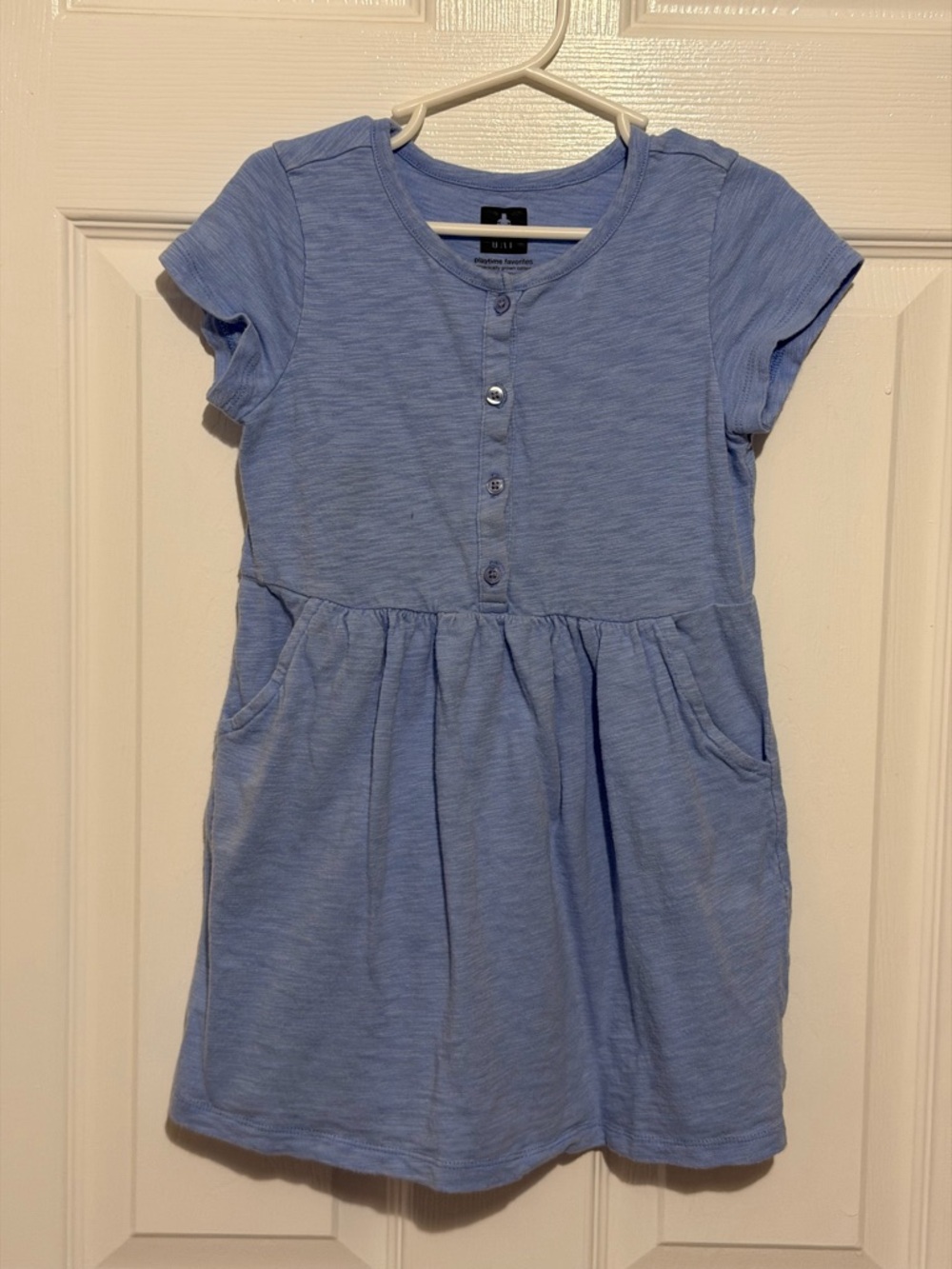 GAP Light Blue Short-Sleeve Button-Front Pocket Dress